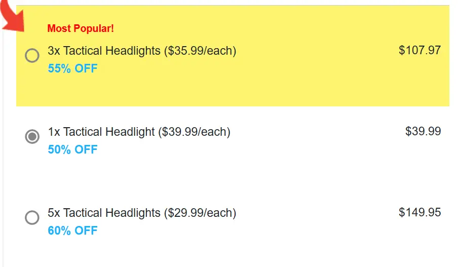 Tactical headlight Price chart